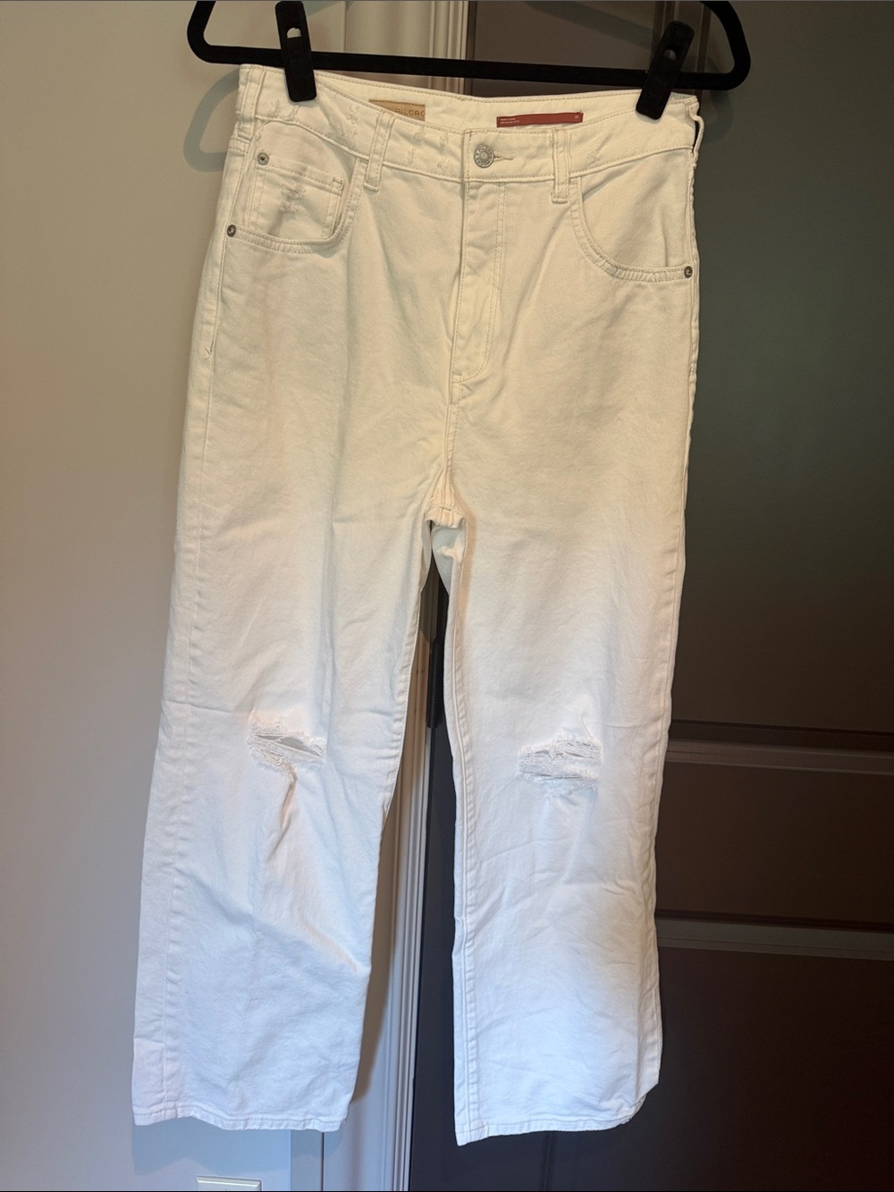 Pilcro Cream High-Rise Straight Jeans